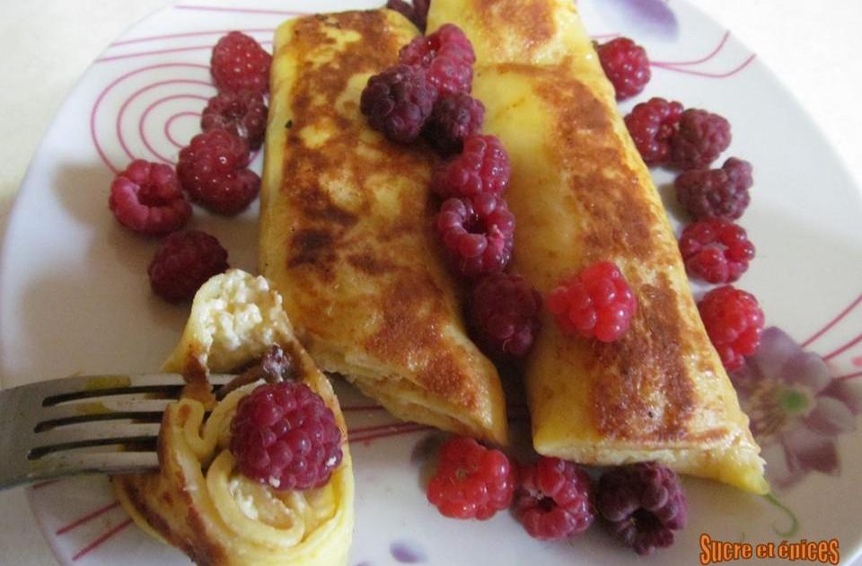 Crêpes farcies au fromage frais et raisins secs