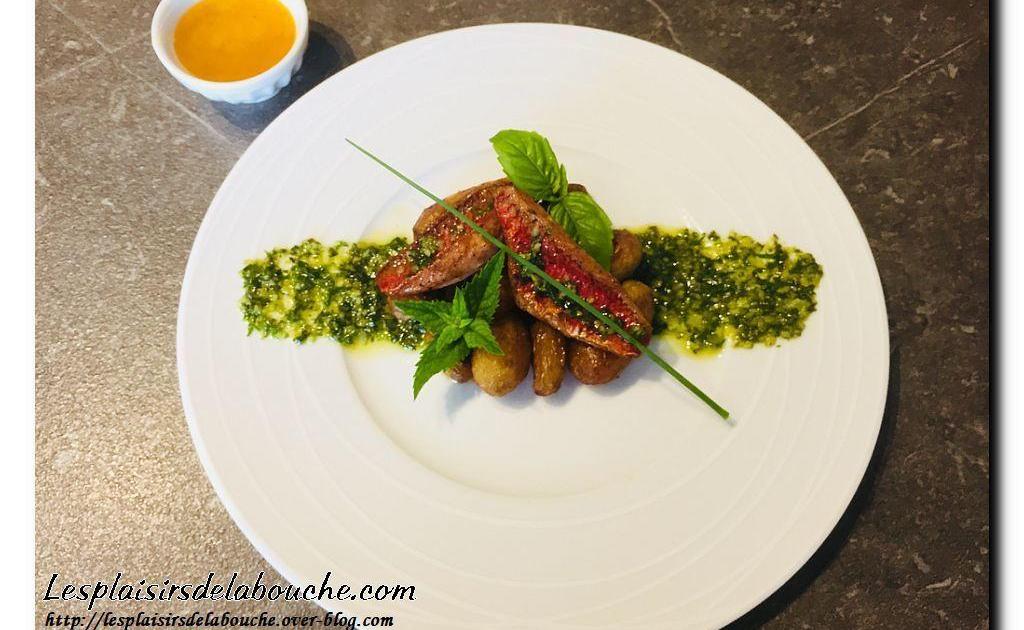 Filets de Rougets pistou d'herbes et pommes de terre nouvelles