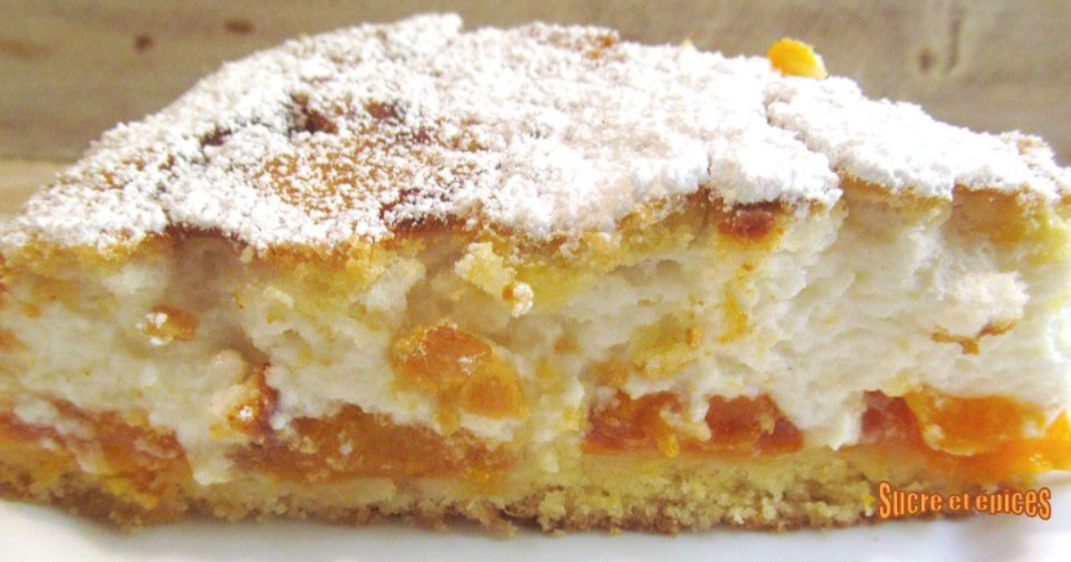 Gâteau soufflé au fromage blanc et aux abricots