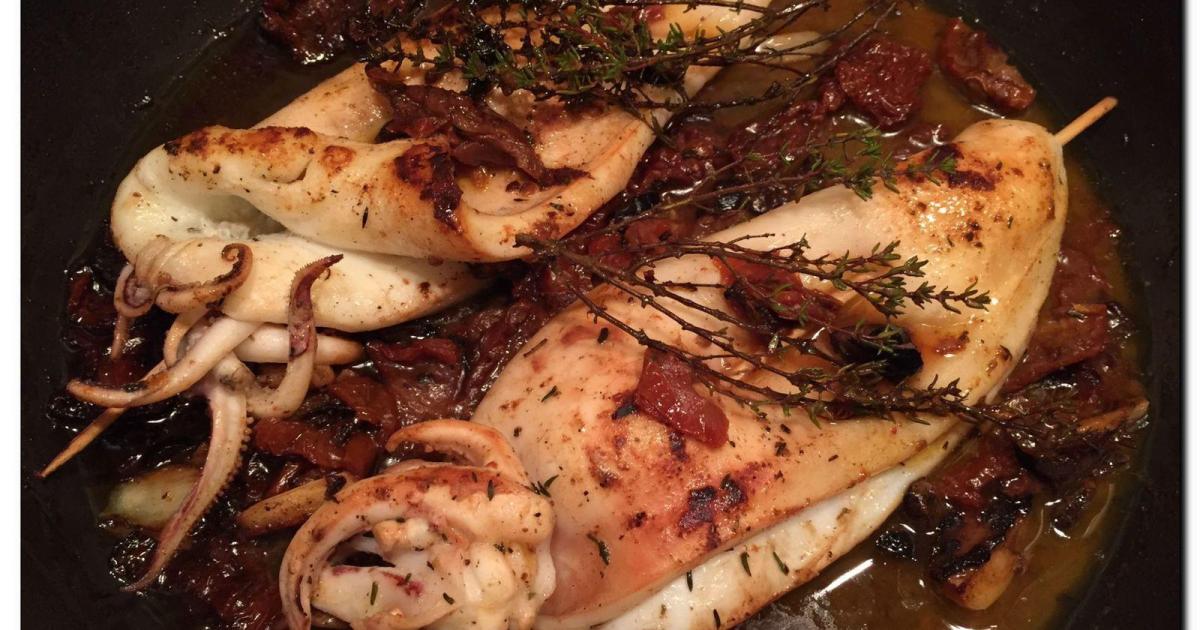 Encornets frais aux thym et tomates séchées