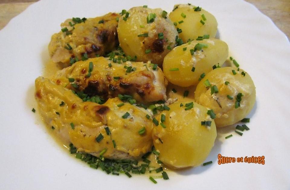 Aiguillettes de poulet et pommes de terre à la moutarde
