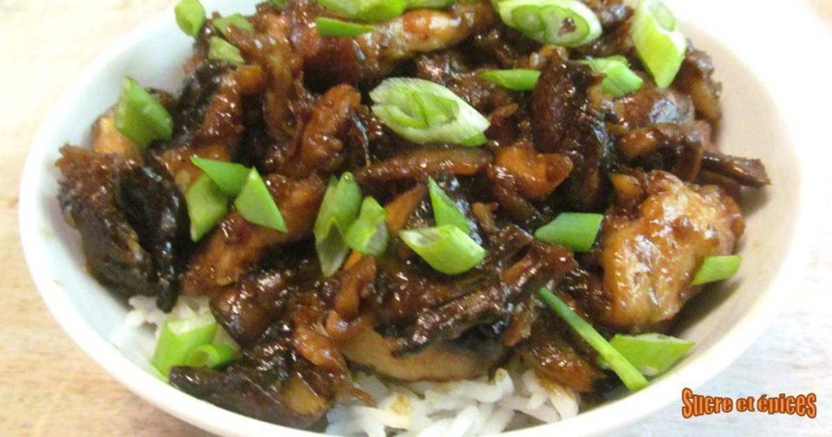 Stir fry de poulet aux champignons et gingembre 