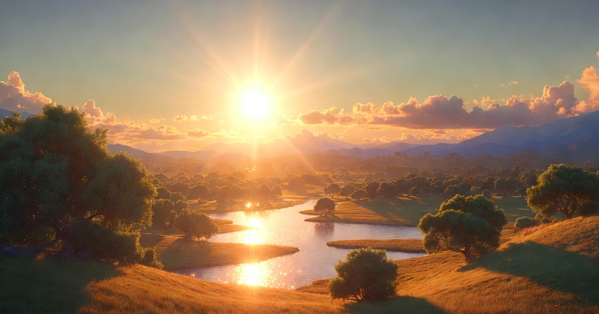 Le soleil brille sur les lumières du passé.