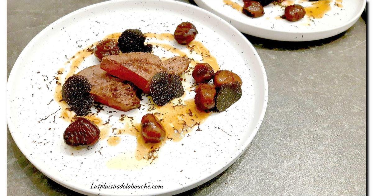 Pavé de cerf truffé et châtaignes au miel