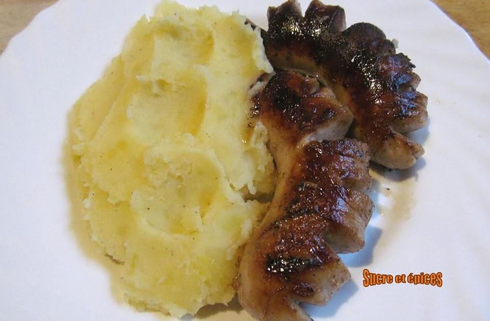 Boudins blancs poêlés à la purée de pommes de terre