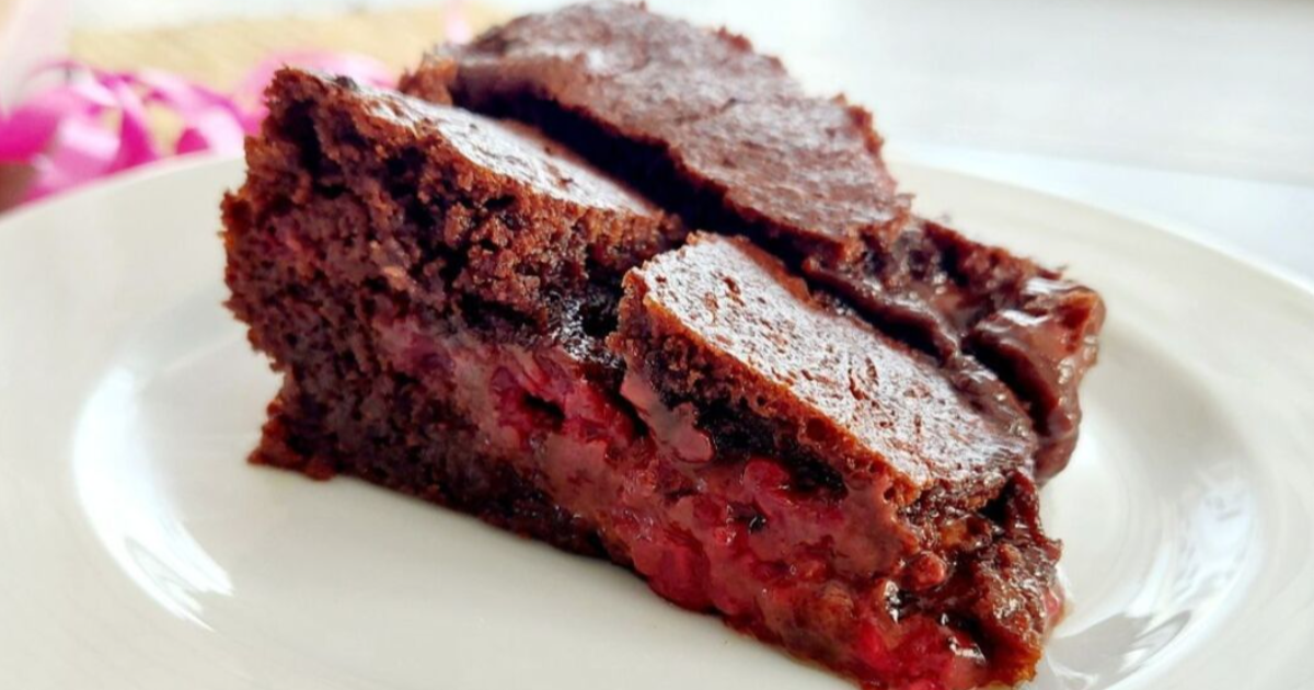 Brownie chocolat noir et framboises