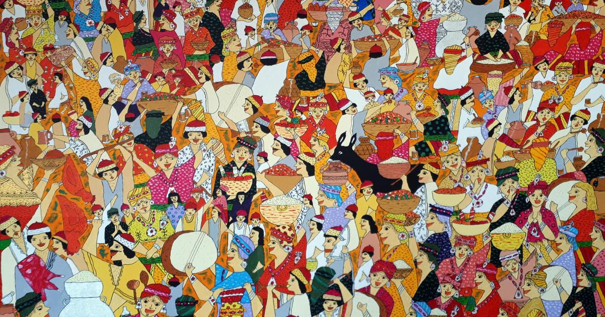 La Fête de LennayerAcrylique et encre de chine sur toile (70x80 cm)HAMSI Boubeker 2020