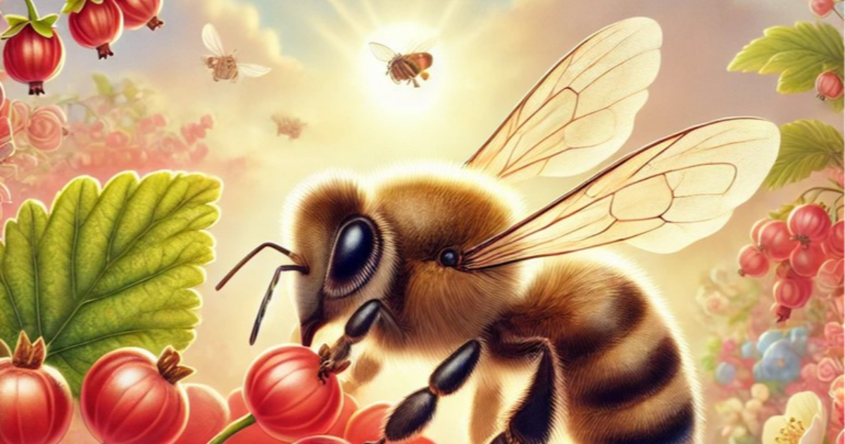Sur les fleurs de groseilles