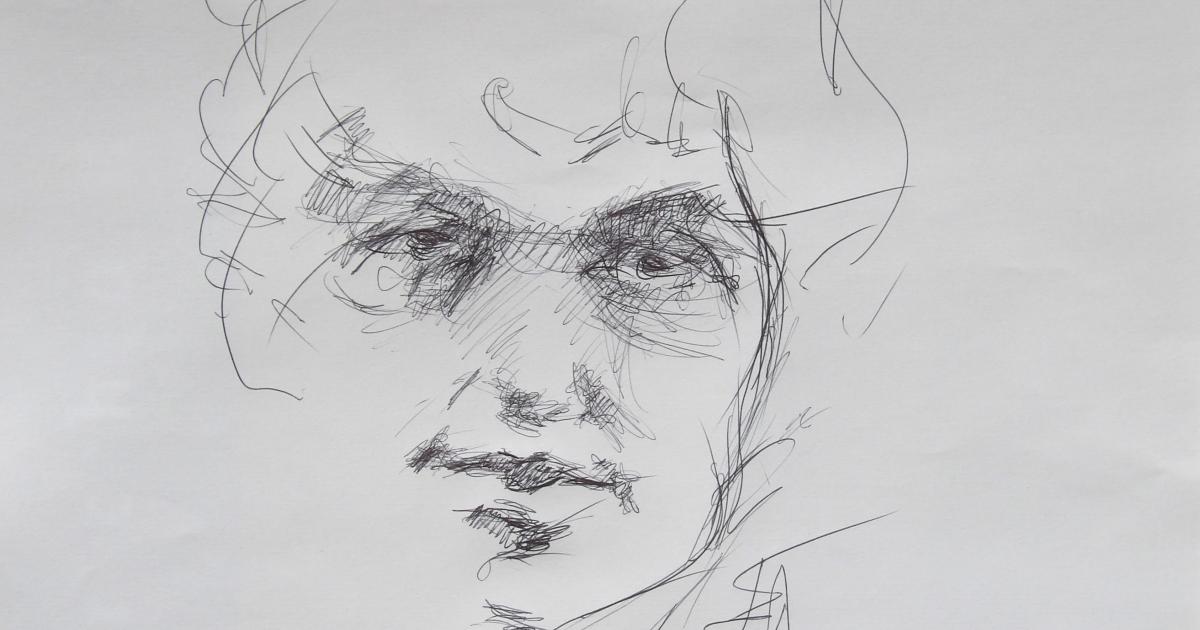 Dessins d'après les screen test d'Andy Warhol  shot between 1963 and 1966 -3 - Bob Dylan - 2018