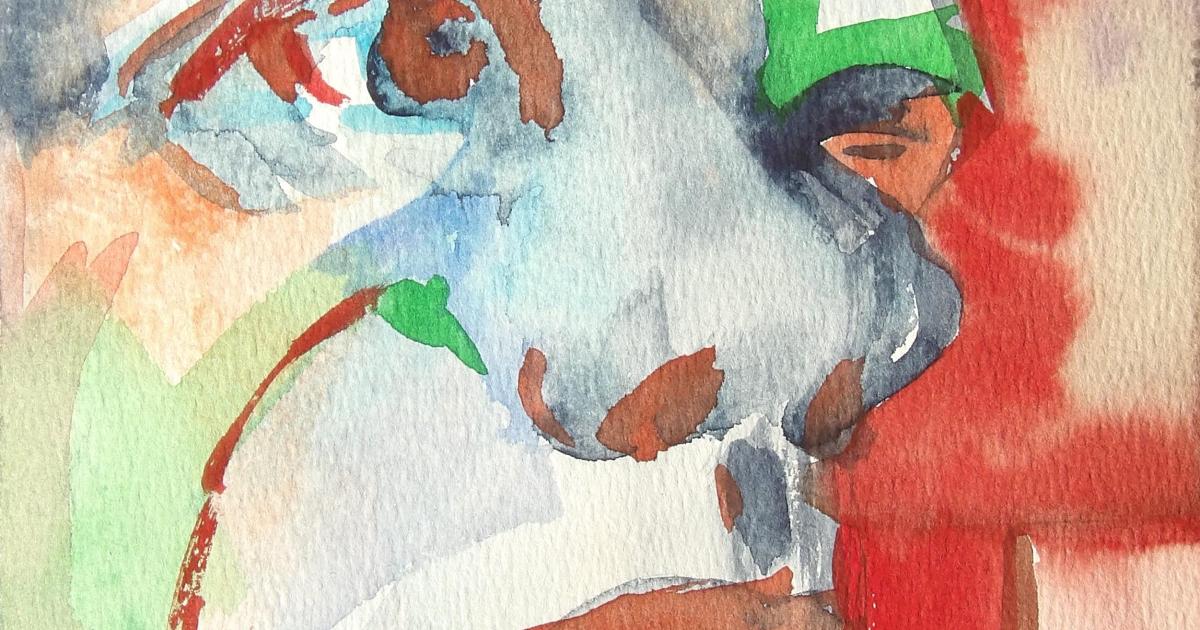 Carnets Dessins jeux de couleurs et d'ombres : Autoportrait d'après photo - 2016