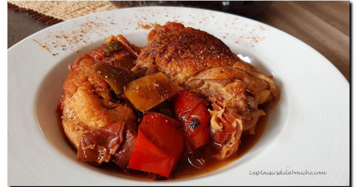 Poulet basquaise au jambon de Bayonne.