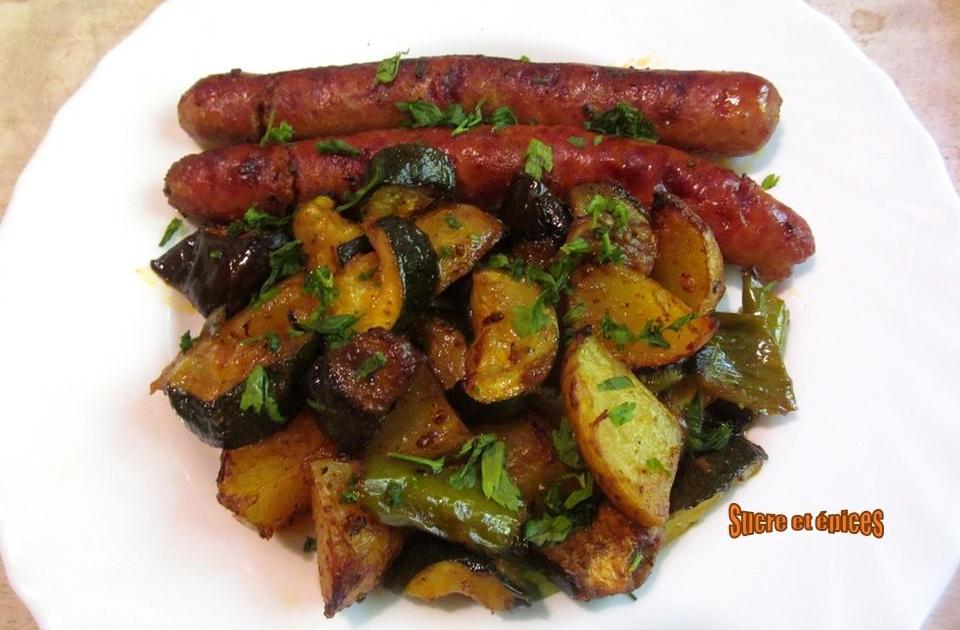 Chipolatas au four aux légumes et épices