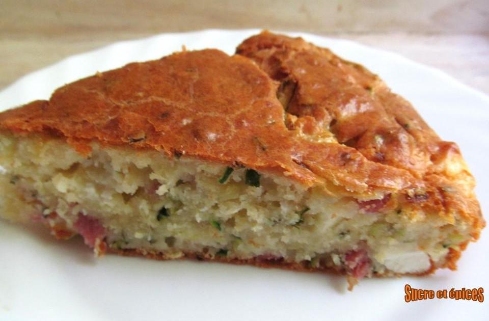 Gâteau courgette, fromage et jambon