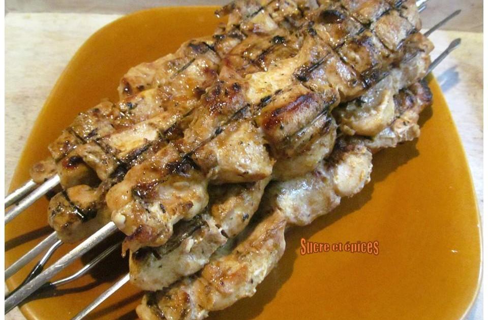 Brochettes grillées de poulet