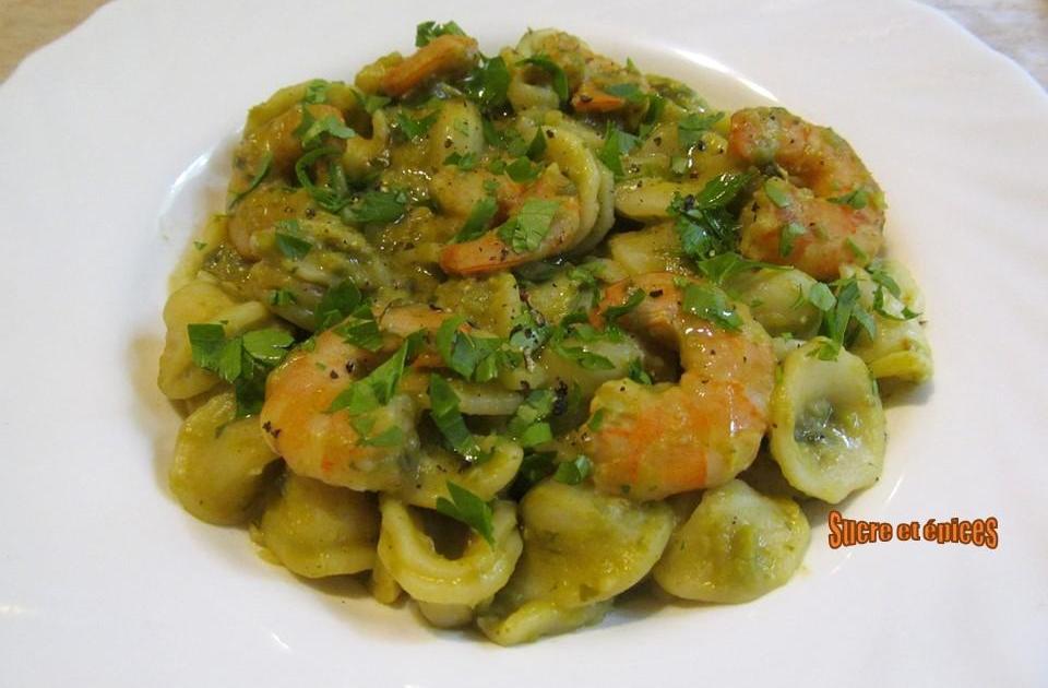 Orecchiette aux crevettes et petits pois