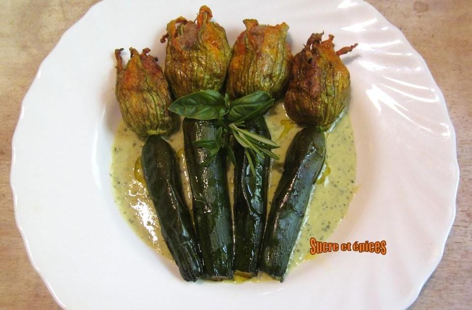 Fleurs de courgettes farcies à la viande et aux herbes de Provence