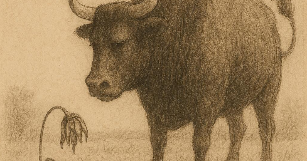 La fable du veau et de la fleur fanée