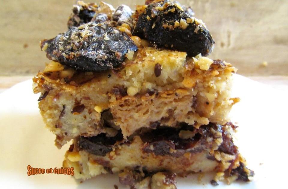 Pudding aux pruneaux, noix et Armagnac