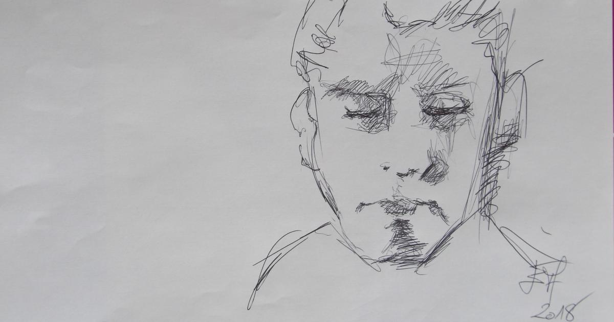 Dessins d'après les screen test d'Andy Warhol  shot between 1963 and 1966 -4 - Dennis hopper - 2018