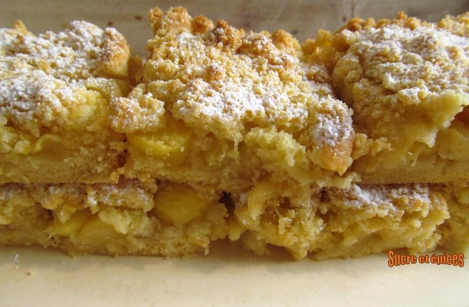 Carrés sablés aux pêches blanches