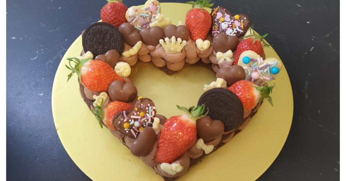 Number cake tout chocolat en forme de coeur