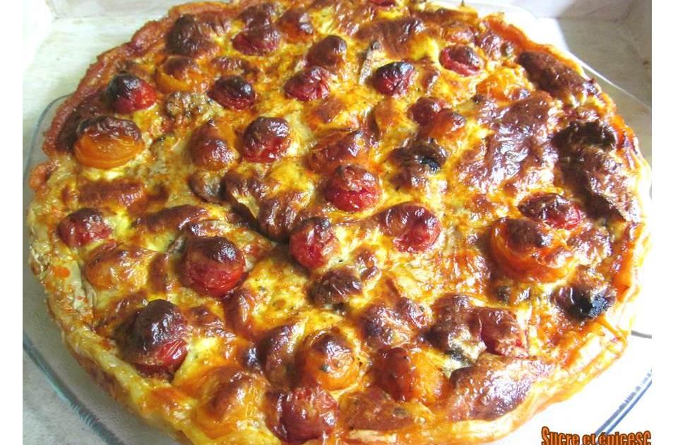 Tarte aux tomates cerises, champignons et chorizo