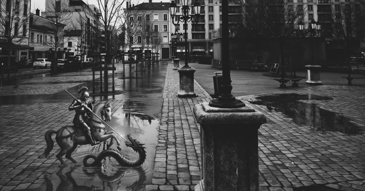 Le Dragon en Costard Gris