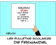 les bulletins scolaires de Fernandel : religion