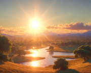 Le soleil brille sur les lumières du passé.