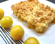 Clafoutis aux mirabelles avec streusel aux amandes