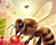 Sur les fleurs de groseilles