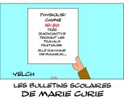 les bulletins scolaires de Marie Curie : physique - chimie