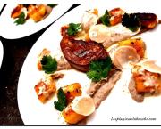 Gnocchis aux pommes de terre, purée de champignons et foie gras poêlé