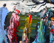 UN HOMME EN BLEU, AU BALLON JAUNE