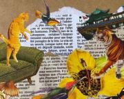 Écrivons un texte avec les mots suivants : chat - canapé - éventail - champignon - tigre - papillon - orchidée - bateau.