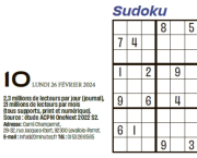 20 Minutes Sudoku 3912 du lundi 26/02/2024