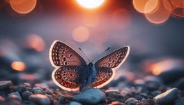 Un papillon sur le gravier