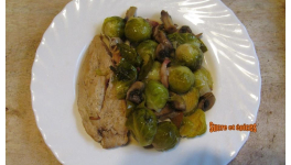 Escalopes de dinde aux champignons et choux de Bruxelles