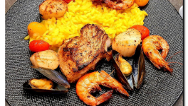 Cabillaud, risotto safrané et fruits de Mer