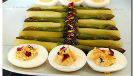Asperges en vinaigrette à la moutarde à l'ancienne et œufs mimosa