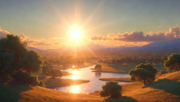 Le soleil brille sur les lumières du passé.