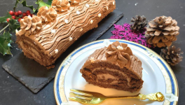 Bûche roulée avec ganache montée au chocolat au lait et mascarpone