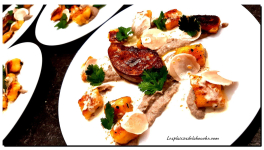 Gnocchis aux pommes de terre, purée de champignons et foie gras poêlé