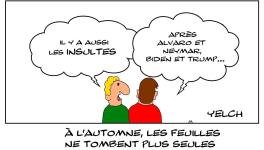 En automne , les feuilles et les insultes tombent