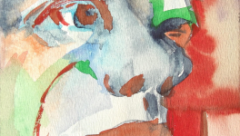 Carnets Dessins jeux de couleurs et d'ombres : Autoportrait d'après photo - 2016