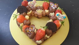 Number cake tout chocolat en forme de coeur