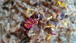 Risotto di radicchio di Treviso e fiori 