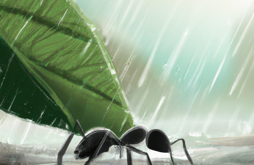 La fourmi sous la pluie