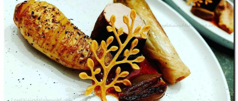 Filet mignon épicé, chicon braiser et pomme de terre à la Suédoise.