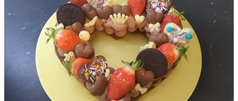 Number cake tout chocolat en forme de coeur